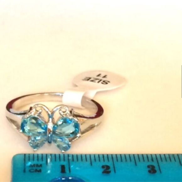 Silver Butterfly Cocktail Ring Size 11 Pink Cubic Zirconia Rhodium Plated - Picture 6 of 7